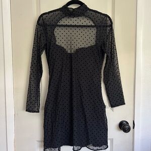 Abercrombie & Fitch | Bra-Free Open-Back Mockneck Mini Dress | Black Dot | MP